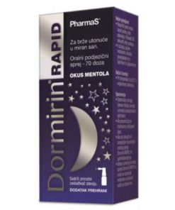 PharmaS DORMIRIN RAPID oralni sprej 10ml, Dodatak prehrani s melatoninom za brže utonuće u miran san
