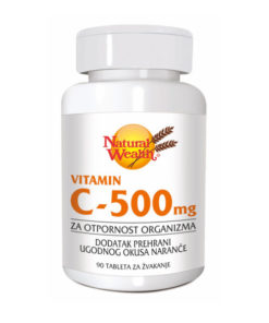 OUTLET PONUDA ROK (12.2025) NATURAL WEALTH vitamin C-500mg za žvakanje 90 tableta, Za zaštitu i otpornost organizma