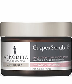 AFRODITA GROŽĐANI PILING ZA LICE I TIJELO, 350 ml, Za sve tipove kože, ekstrakt pjenušavog vina i miris plemenitog grožđa.