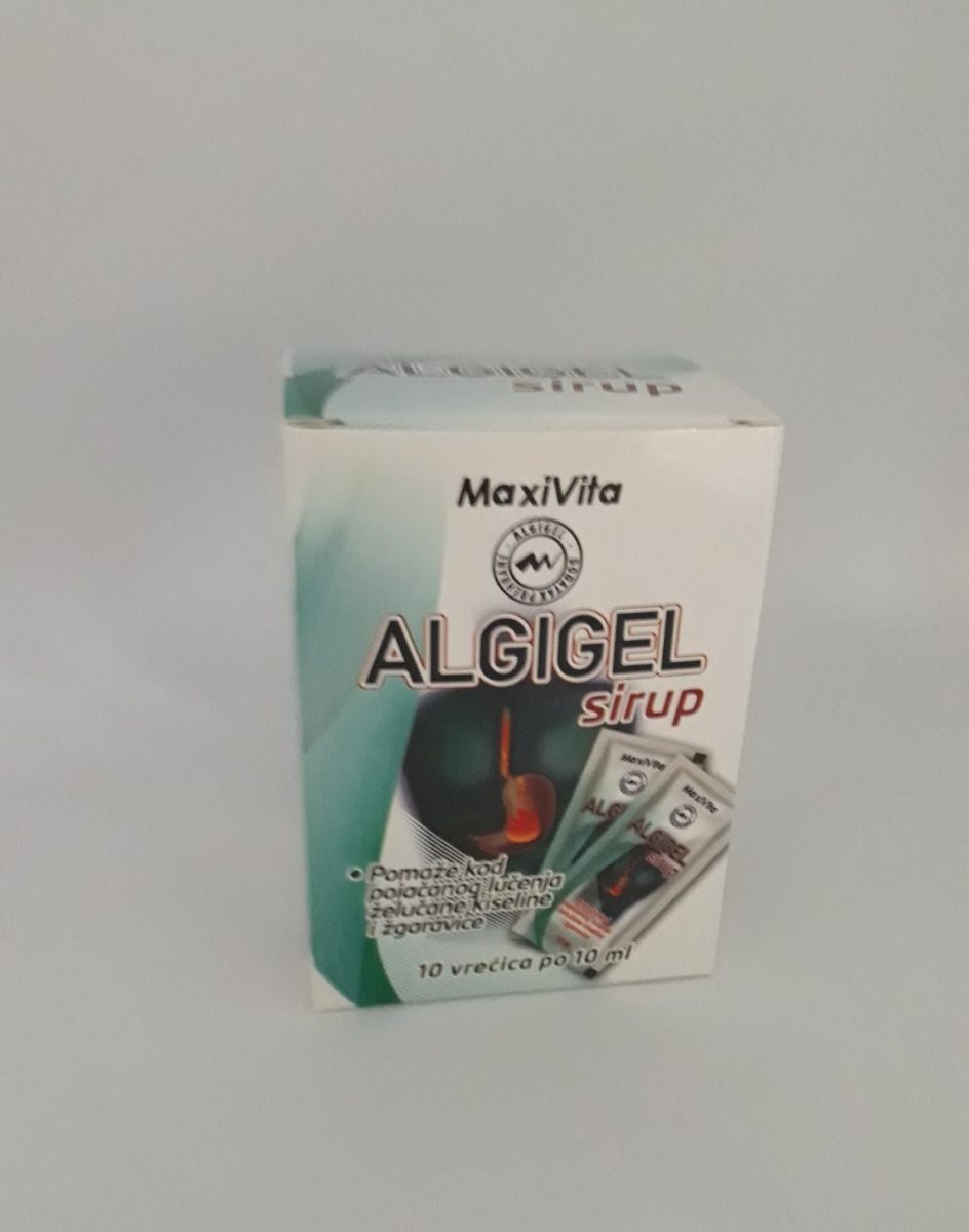Maxivita Algigel sirup 10 vrećica po 10ml, Pomaže kod pojačanog lučenja želučane kiseline i žgaravice
