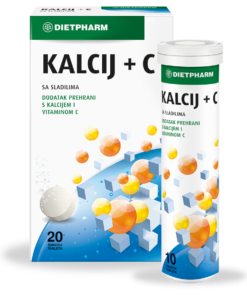 DIETPHARM Kalcij+C šumeće tbl a 20, Dodatak prehrani za održavanje normalne funkcije mišića i normalan živčani prijenos