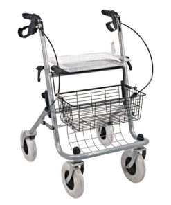 HODALICA SA ČETIRI KOTAČA, Standardni aktivni rolator za vanjsku i unutarnju upotrebu sa sjedalom, stolićem i košarom.