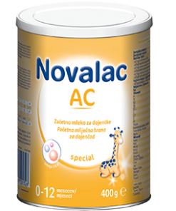 NOVALAC AC 400g, Posebno prilagođena mliječna hrana za dojenčad s kolikama 0-12 mjeseci