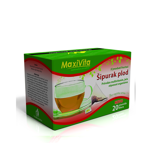 MAXIVITA Šipurak plod čaj piramida filter vrećice a 20, Ima smirujuće, antibakterijske i antibiotske osobine