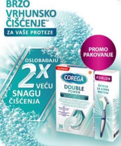 COREGA DOUBLE POWER tablete a 36, Dvostruko snažnije čišćenje i poklon četkica za zubnu protezu