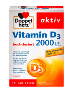 DOPPELHERZ Vitamin D3 2000 IU 45 tableta, Dodatak prehrani sa visokom dozom vitamina D3