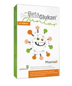 PHARMAS Pro Beta Glukan Junior a30, Dodatak prehrani za djecu s Wellmune® beta glukanom i vitaminom D koji doprinosi normalnoj funkciji imunološkog sustava.