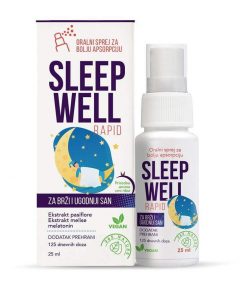Sleep Well RAPID u spreju 25 ml, U obliku oralnog spreja s melatoninom i ekstraktima matičnjaka i pasiflore za slatke i ugodne snove.
