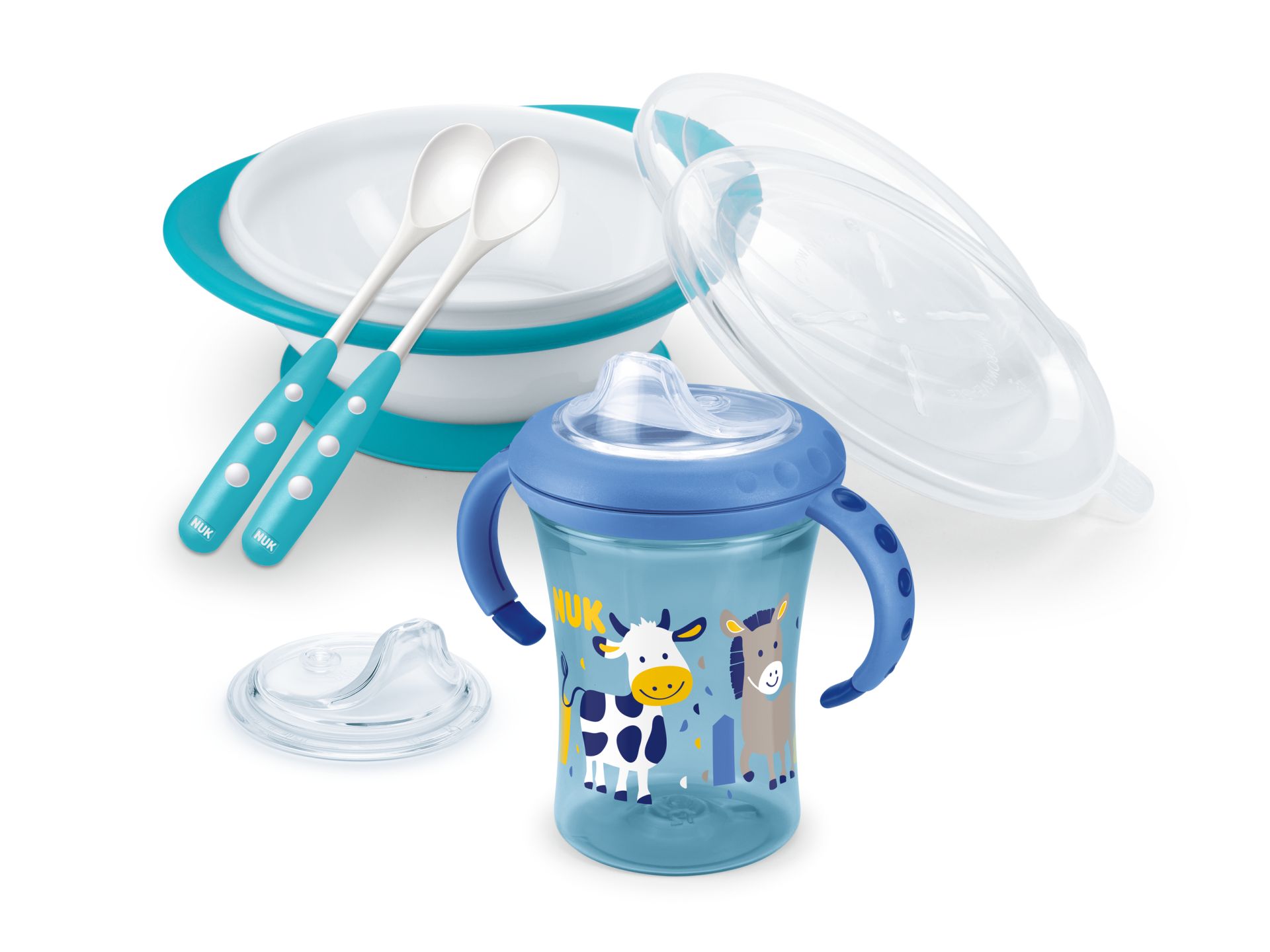 NUK Learn to Eat set, Set za učiti jesti za 6+ mjeseci, Dječak