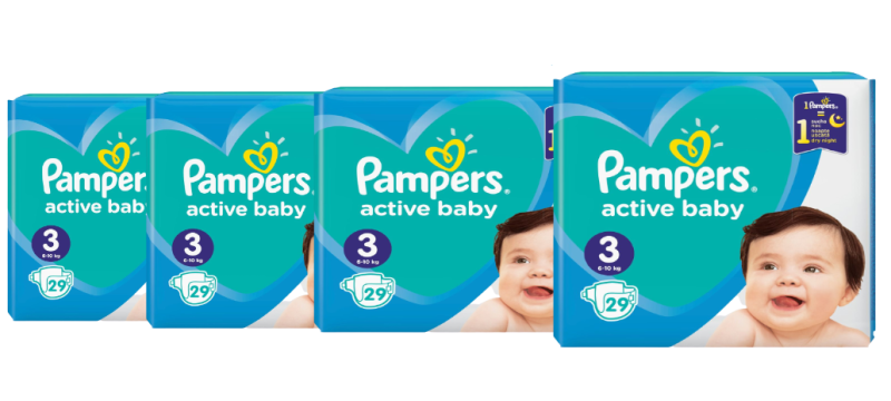 PAMPERS ACTIVE BABY MIDI (3) 4 PAKETA=116 PELENA