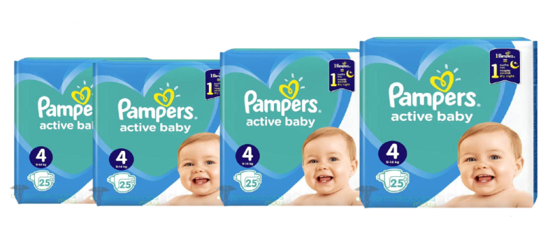 PAMPERS ACTIVE BABY MAXI (4) 4 PAKETA=100 PELENA