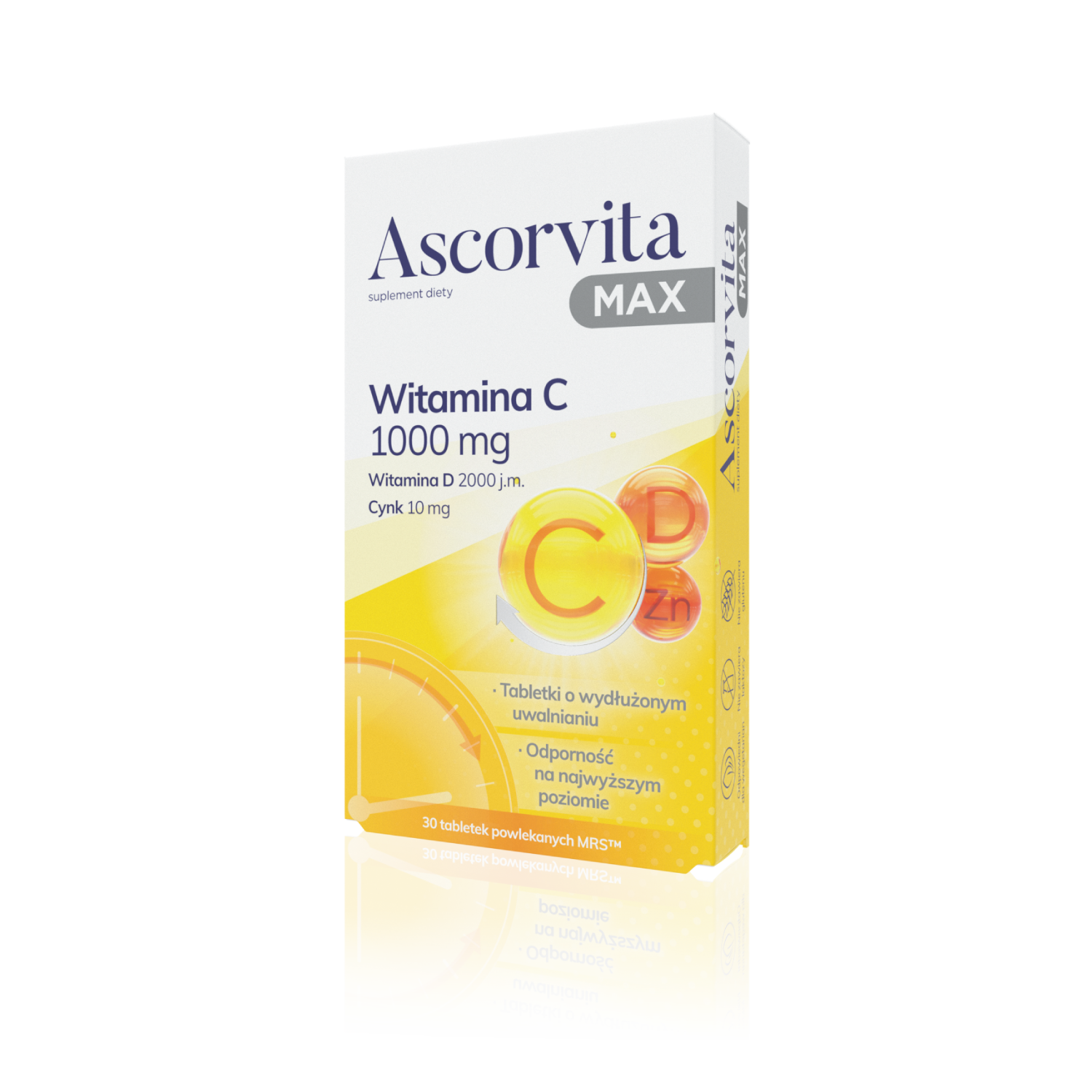 ASCORVITA MAX Vitamin C 1000mg + Vitamin D + Cink tablete a30