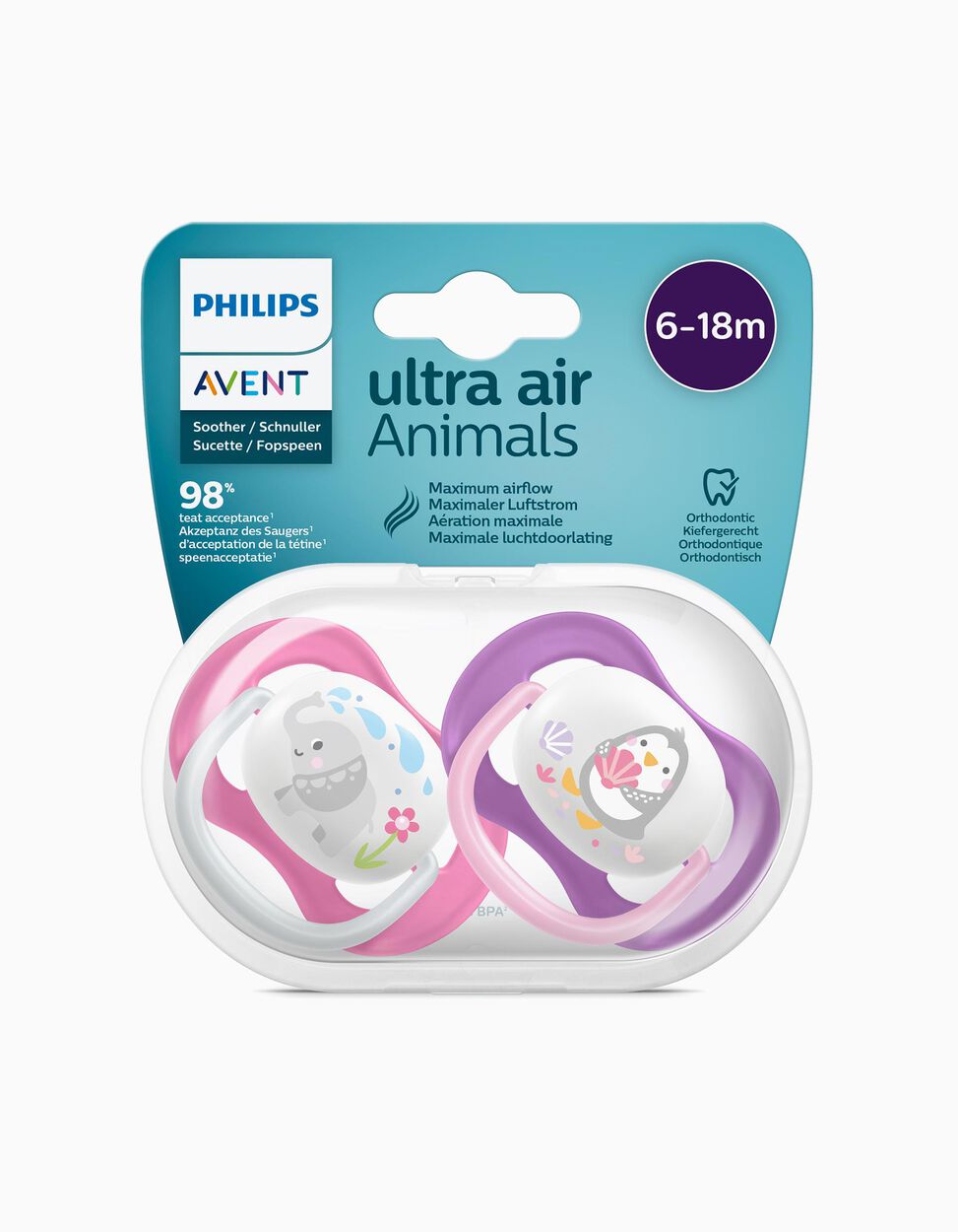 AVENT DUDA ULTRA AIR GIRL PACIFIER (6-18m) a2