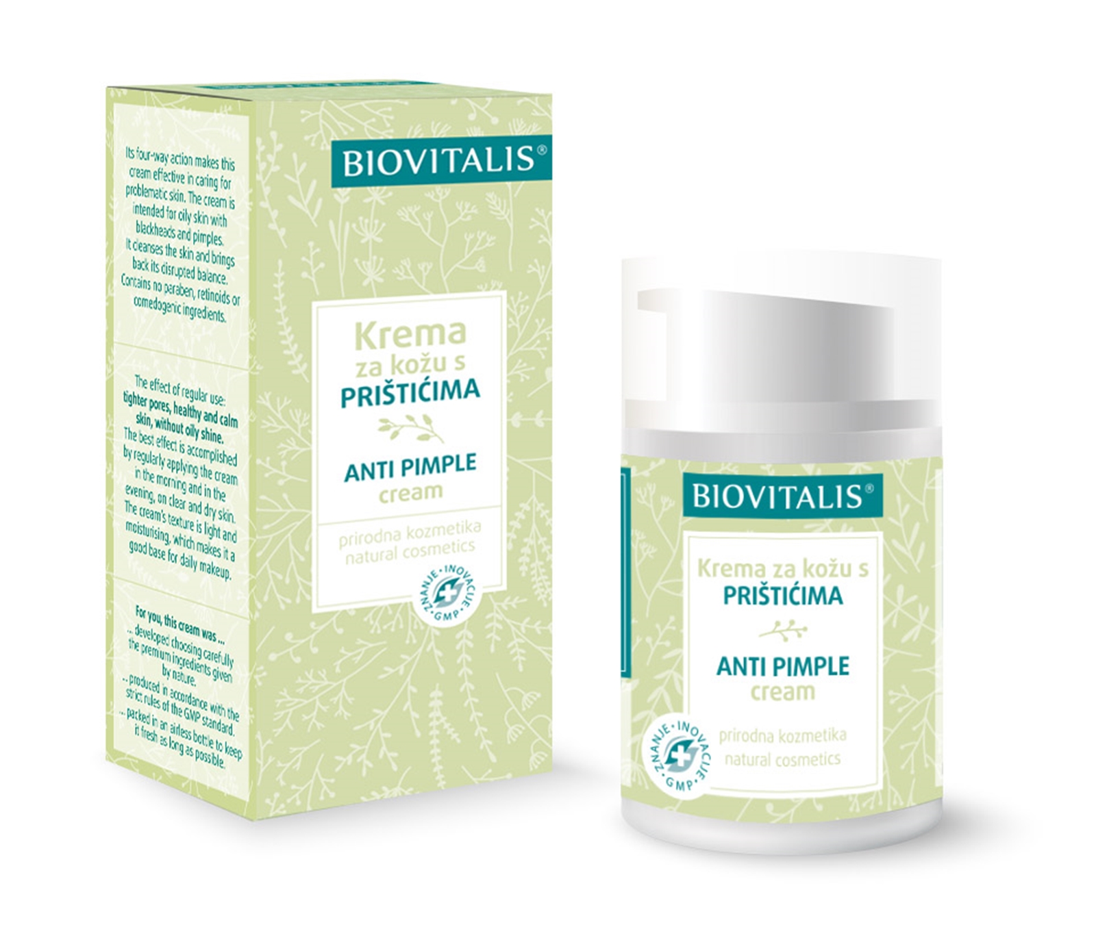 BIOVITALIS Krema za kožu s prištićima 40ml, Za učinkovitu njegu problematične kože s prisutnim miteserima i aknama.