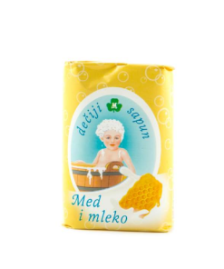 MERIMA Sapun med i mlijeko 87g, Blag, nježano čisti i njeguje osetljivu dječiju kožu ne izazivajući iritacije očiju