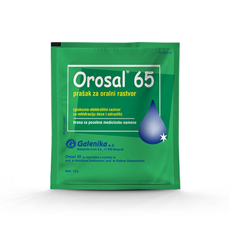 Orosal 65 prašak za oralni rastvor 1 vrećica, Za nadoknadu tečnosti i elektrolita