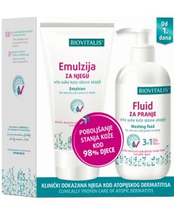 BIOVITALIS SET (EMULZIJA ZA NJEGU + FLUID ZA PRANJE), Za vrlo suhu kožu sklonu atopiji.