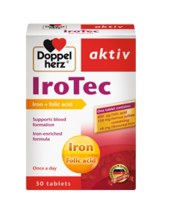 Doppelherz® aktiv IroTec tablete a30, Oslobađaju optimalne količine željeza i folne kiseline