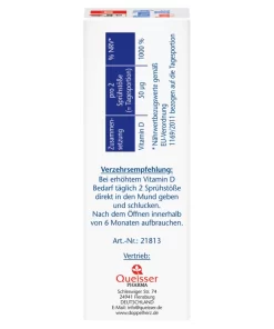 Alternative view of DOPPELHERZ VITAMIN D3 SPREJ 2000 I.E., (8ml) Za normalno funkcionisanje imunog sistema, za normalno zdravlje kostiju,mišića i koncentraciju kalcija.
