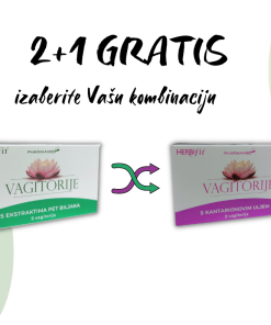 POSEBNA PONUDA PHARMAMED VAGITORIJE (2+1 GRATIS) IZABERITE VAŠU KOMBINACIJU ! - 2 komada vagitorije 5 biljaka - gratis vag. sa kantarionom