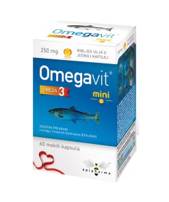 Apipharma Omegavit mini kapsule - Dodatak prehrani s omega-3 masnim kiselinama (EPA+DHA)
