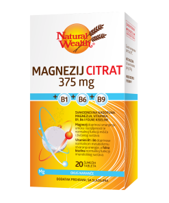 NATURAL WEALTH Magnezij citrat 375 mg + B1 + B6 + B9, Šumeće tablete a20
