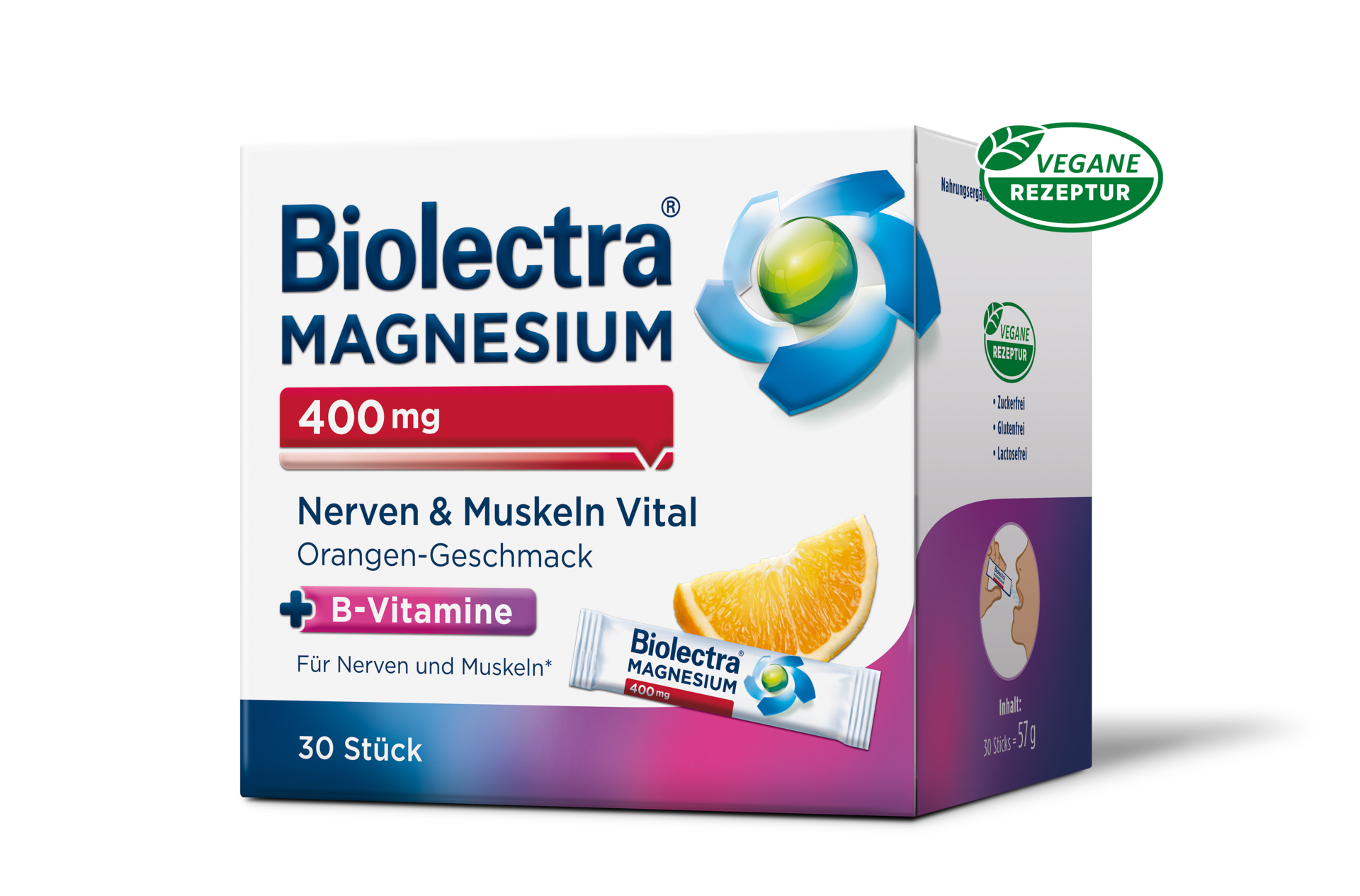 BIOLECTRA MAGNEZIJ 400mg ZA NERVE I MIŠIĆE + B VITAMINI, OKUS LIMUN, 30 DIREKTNIH VREĆICA