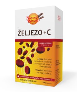 Natural Wealth Željezo + Vitamin C tbl a100, Doprinosi normalnom stvaranju  crvenih krvnih stanica i hemoglobina
