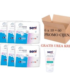 PROMO PONUDA SENI ACTIVE SUPER pelene-gaće XL 6x10 = 60 komada + GRATIS SENI UREA KREMA