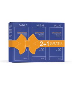 SAGAS COLLAGEN EXTRA 500ml 15 000 (2+1 GRATIS) Doprinosi poboljšanju elastičnosti i čvrstoće kože, smanjuje vidljivost i pojavu bora, štiti stanice od oksidativnog stresa, hidratizira kožu i pospješuje mladenački izgled