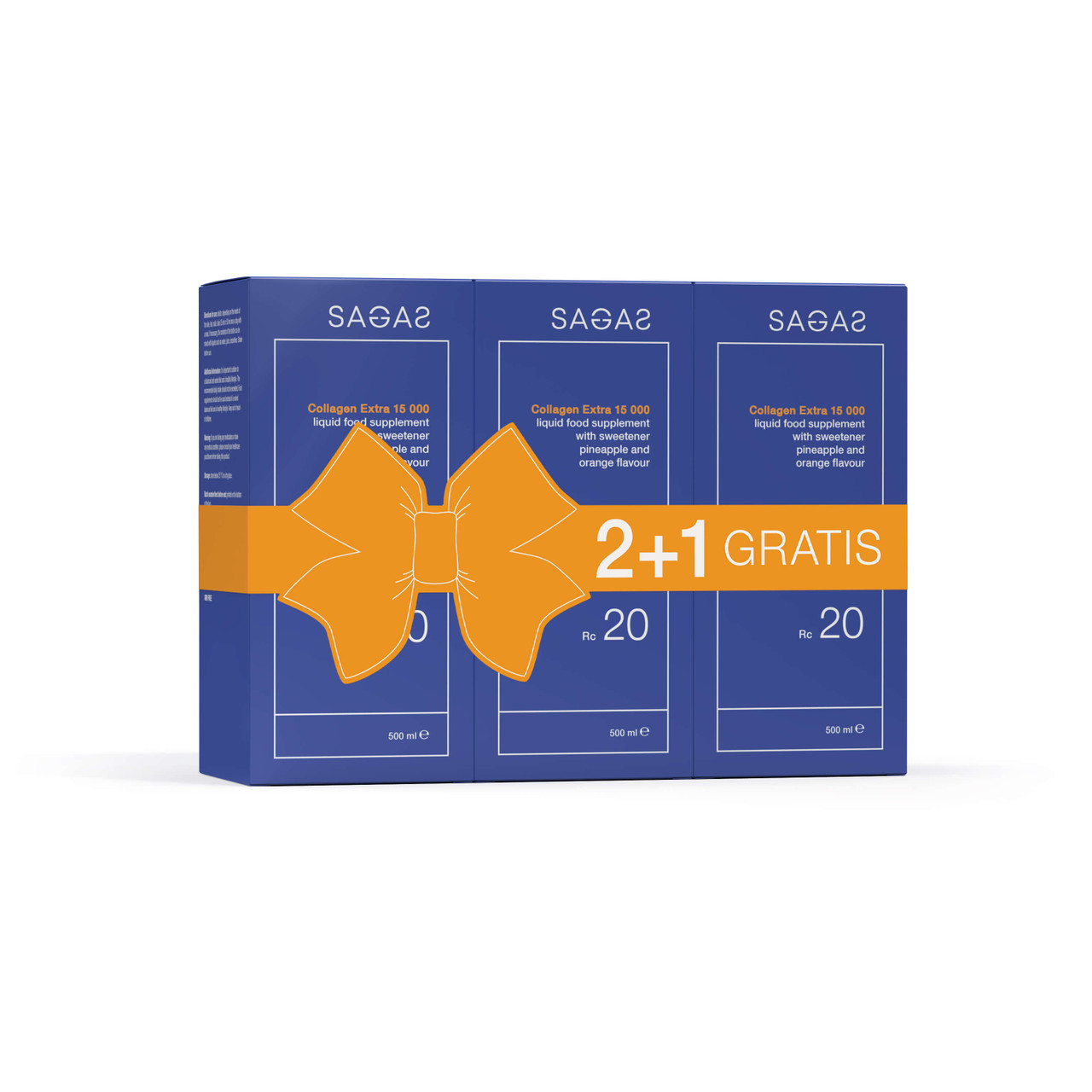 SAGAS COLLAGEN EXTRA 500ml 15 000 (2+1 GRATIS) Doprinosi poboljšanju elastičnosti i čvrstoće kože, smanjuje vidljivost i pojavu bora, štiti stanice od oksidativnog stresa, hidratizira kožu i pospješuje mladenački izgled
