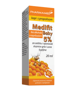 PHARMAMED MEDIFIT BABY kapi 5% 20ml, Za zaštitu i oporavak sluznice grla i usne šupljine