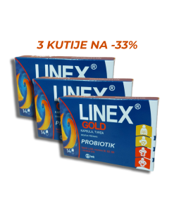 3 KUTIJE NA -33% LINEX GOLD 14 kapsula, Probiotik sa vitaminima B skupine i cinkom za normalnu funkciju organizma