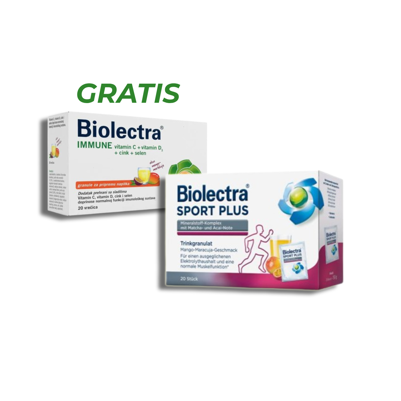 PROMO PAKET BIOLECTRA SPORT PLUS, 20 VREĆICA+ BIOLECTRA IMMUNE 20 VREĆICA