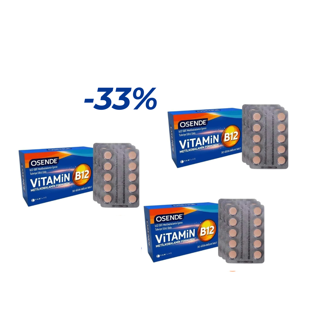 3 KUTIJE NA -33% Osende Vitamin B12 tbl A30 – Za normalno funkcionisanje nervnog sistema