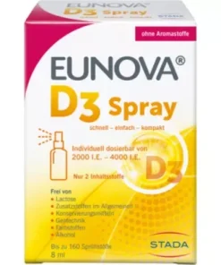 EUNOVA D3 SPREJ 2000 IJ 8ml, Doprinosi normalnoj funkciji imunog sistema, očuvanju normalnih kostiju, zuba i mišićne funkcije.