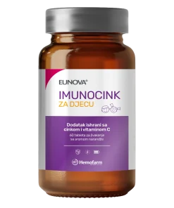 EUNOVA IMUNOCINK ZA DJECU TABLETE ZA ŽVAKANJE a60, Dodatak prehrani sa cinkom i vitaminom C, okus narandže