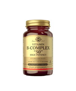 SOLGAR VITAMIN B-COMPLEX "50" a100, Visoko je koncentrirani kompleks vitamina B koji pomažu funkciju živčanog sustava, psihološku funkciju te pridonose smanjenju umora i iscrpljenosti.