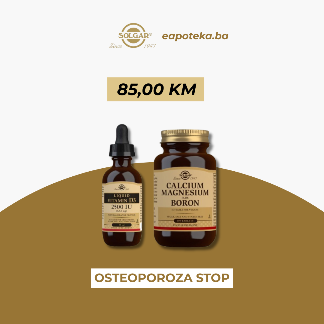 SOLGAR PAKET Ca Mg Bor + Tekući vitamin D3