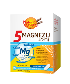 NATURAL WEALTH "5" MAGNEZIJ 375 mg (60 KAPSULA) (BISGLICINAT, CITRAT, MALAT, ASKORBAT OKSID)