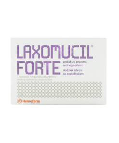 HEMOFARM LAXOMUCIL FORTE PRAŠAK ( 7 KESICA ),Reguliše probavu i održava normalnu funkciju organa za varenje
