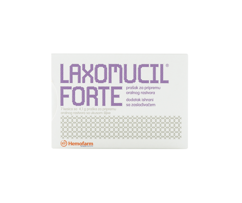 HEMOFARM LAXOMUCIL FORTE PRAŠAK ( 7 KESICA ),Reguliše probavu i održava normalnu funkciju organa za varenje