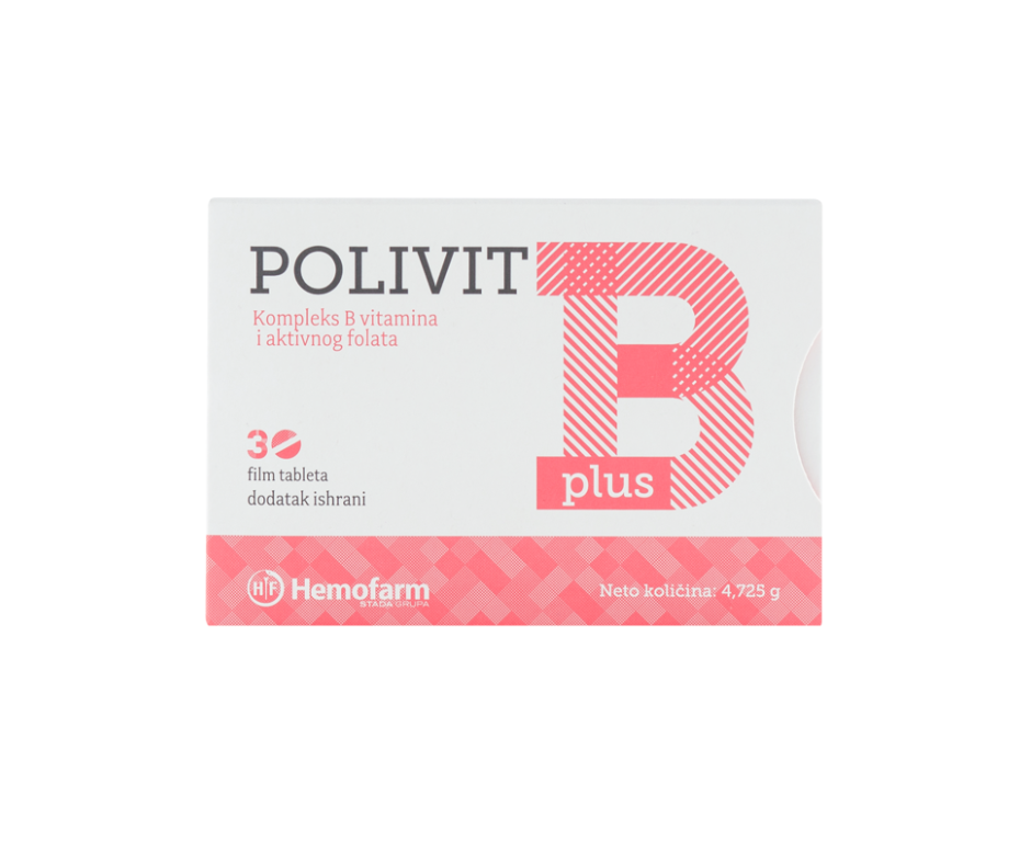 HEMOFARM POLIVIT B PLUS ( 30 TABLETA ), Kompleks B vitamina + folat, za smanjenje umora i iscrpljenosti