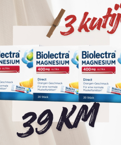 POSEBNA PONUDA: 3 KUTIJE (60 VREĆICA) BIOLECTRA MAGNEZIJ ULTRA 400mg ZA 39 KM (OKUS NARANDŽE)