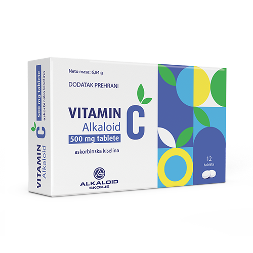 ALKALOID Vitamin C 500mg 12 tableta, ZA PODRŠKU IMUNITETU I ZDRAVLJU KOŽE I KOSTIJU