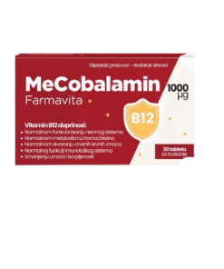 FARMAVITA MECOBALAMIN 1000MCG VITAMIN B12, 30 TABLETA ZA ŽVAKANJE Za normalno funkcionisanje živčanog sistema