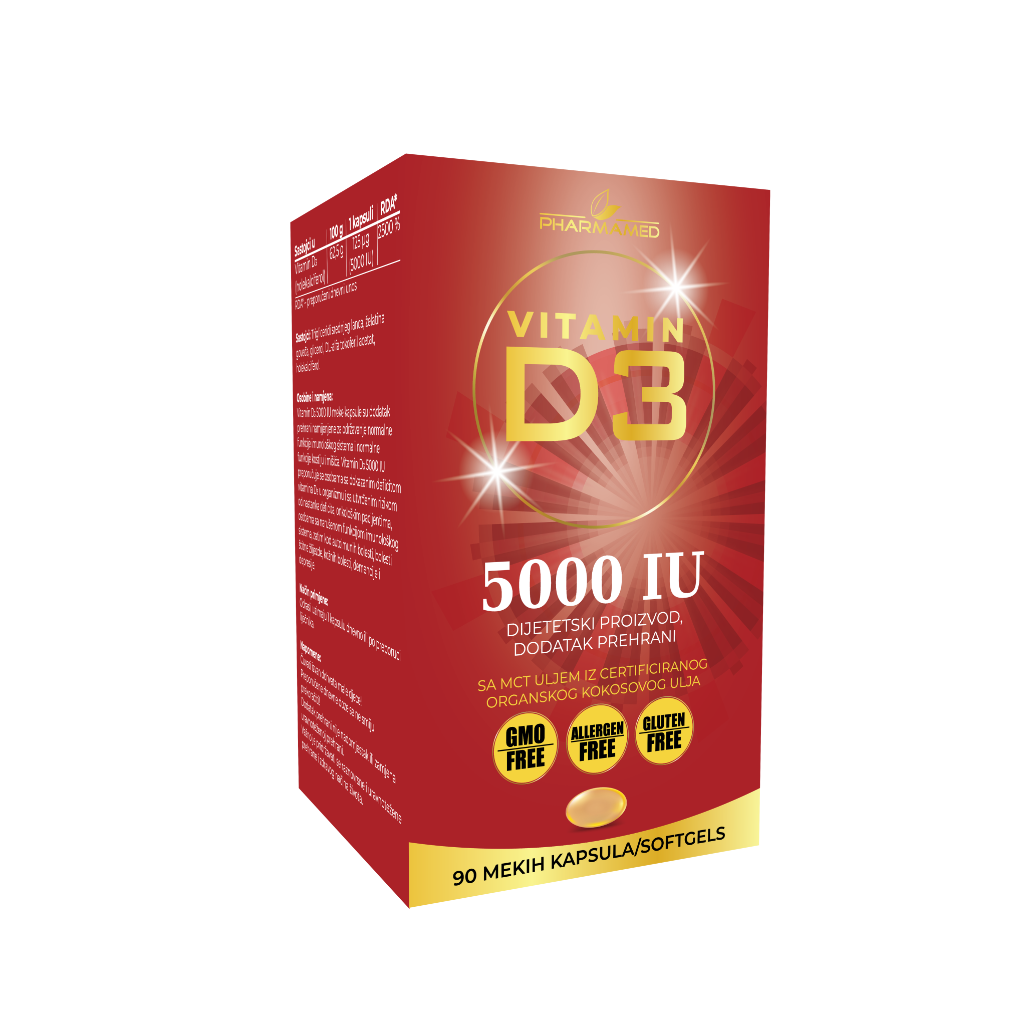 Pharmamed Vitamin D3 5000IU 90 kapsula